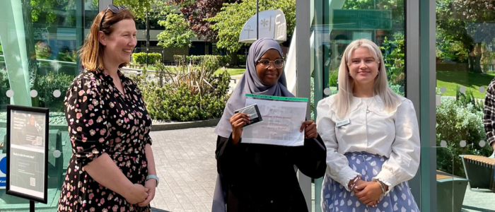 Microbiologist Kirsty McTear with Lamia Wera